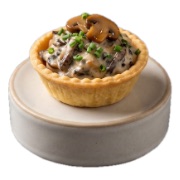 Mushroom and cream cheese tartlet garnished with chives — iDoCatering canapé