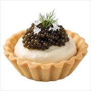 Caviar on cream cheese in a pastry tartlet with dill — iDoCatering canapé