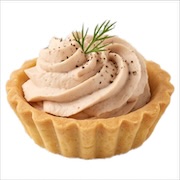 Piped tuna mousse in a pastry tartlet topped with dill — iDoCatering canapé