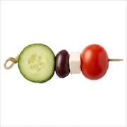 Cucumber, olive, feta and cherry tomato on a skewer — iDoCatering Greek canapé