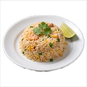 Thai fried rice with prawn, coriander and a lime wedge — iDoCatering buffet
