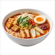 Curry mee with noodles, tofu puffs, chicken, egg and sambal — iDoCatering buffet