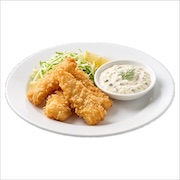 Crispy fish tempura with shredded cabbage, lemon and a bowl of tartar sauce — iDoCatering buffet