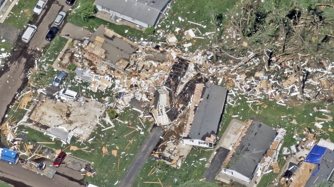 Post-catastrophe aerial capture of tornado damage