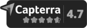 Capterra logo with a 4.7 rating and five stars, four filled and one half-filled.