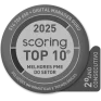2025 Scoring Top 10 Molders PME award badge with silver tone and stars.