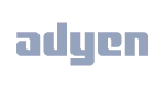 Adyen wordmark logo in gray lowercase letters on transparent background.