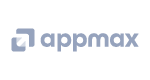 Appmax wordmark logo with an arrow symbol pointing up and right.