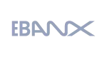 Gray geometric logo forming the word EBANX on a transparent background.