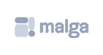 Logo with a rounded gray square containing a stylized speech bubble and text beside it.