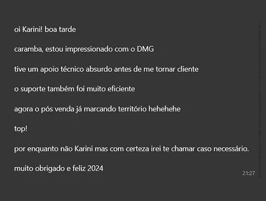 print de um elogio ao suporte da Guru
