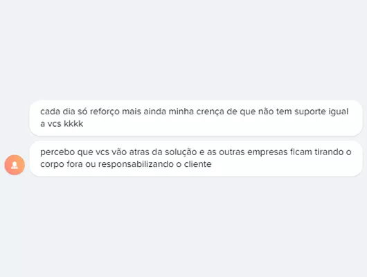 print de um elogio ao suporte da Guru