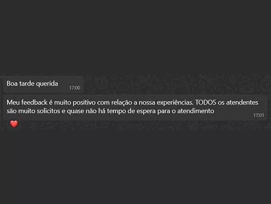 print de um elogio ao suporte da Guru