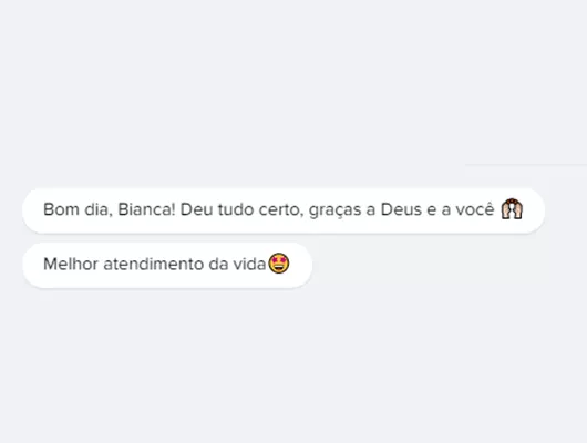 print de um elogio ao suporte da Guru
