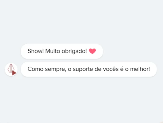 print de um elogio ao suporte da Guru