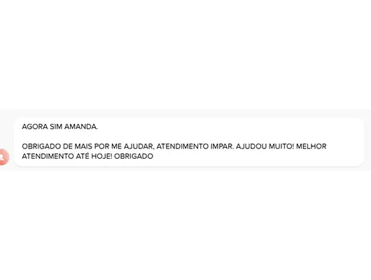 print de um elogio ao suporte da Guru
