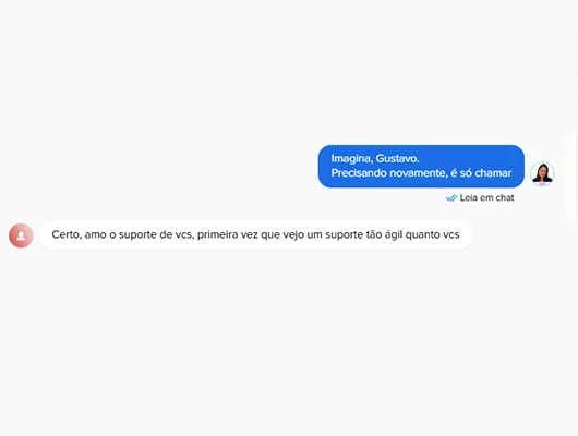 print de um elogio ao suporte da Guru