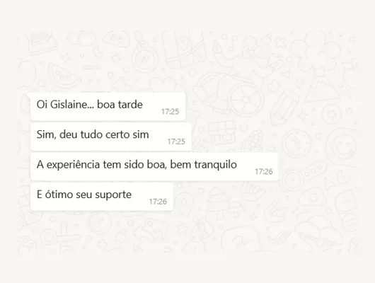 print de um elogio ao suporte da Guru