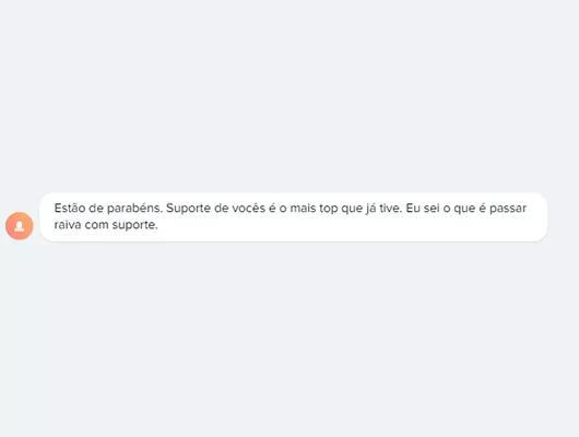 print de um elogio ao suporte da Guru