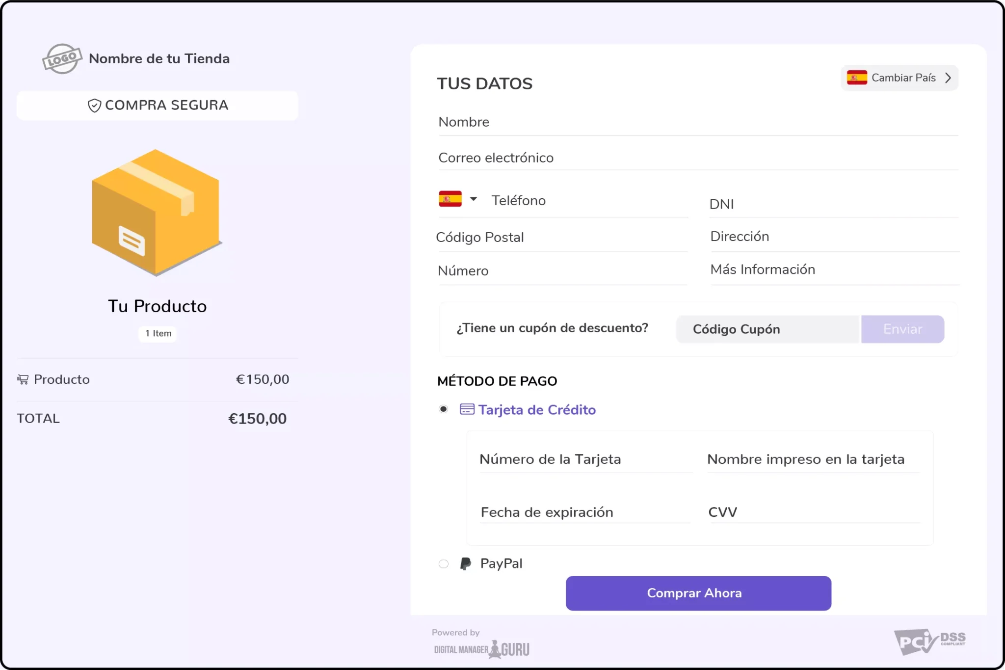 guru's checkout in spanish