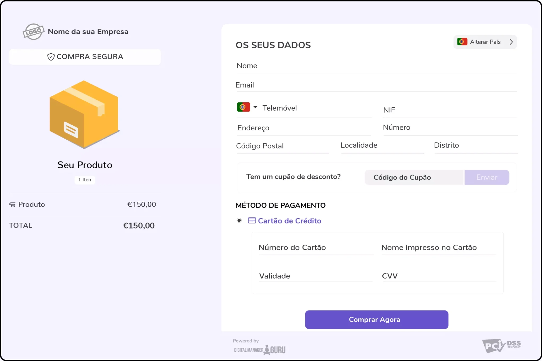 guru's checkout in portuguese from portugal