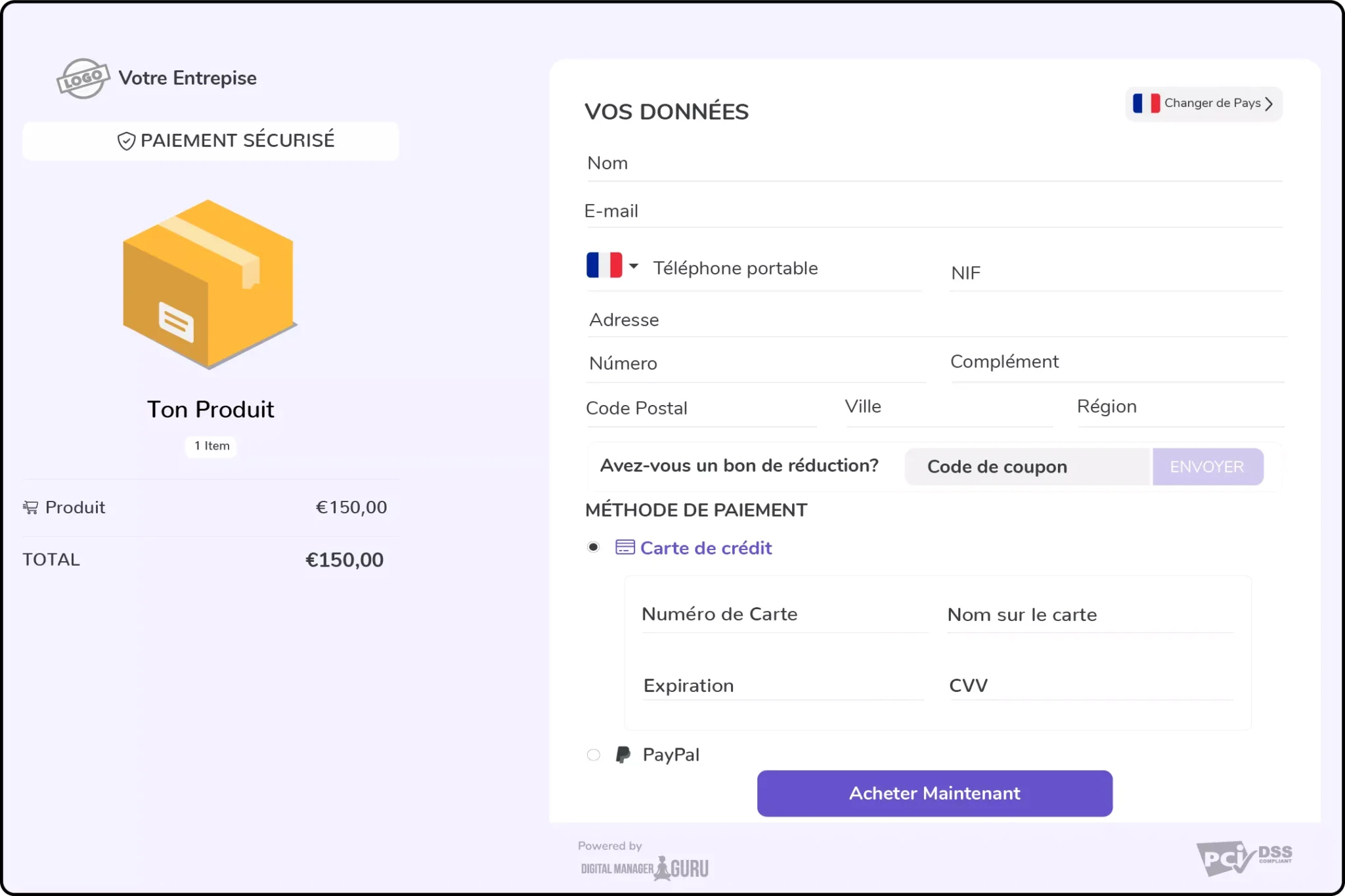guru's checkout in french