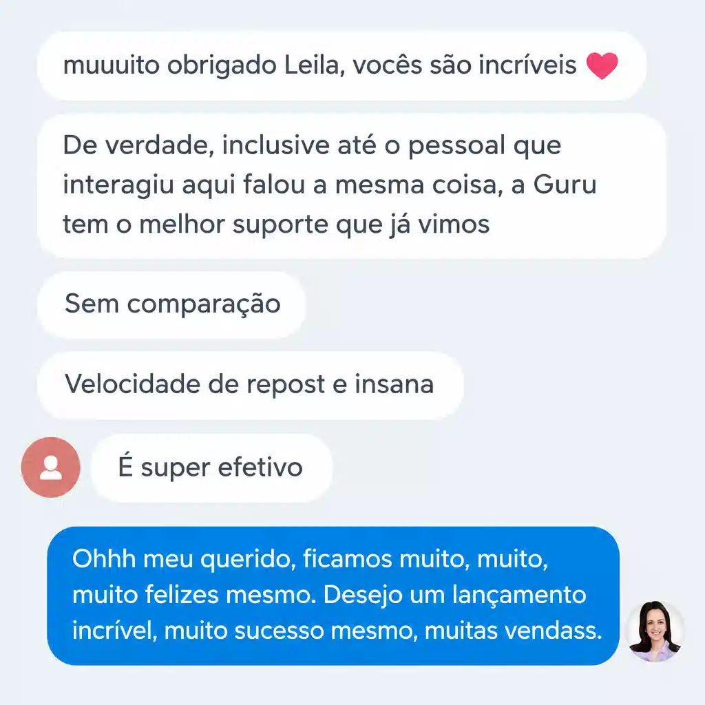 Captura de tela com mensagem de depoimento de cliente satisfeito com a plataforma Digital Manager Guru - [024]