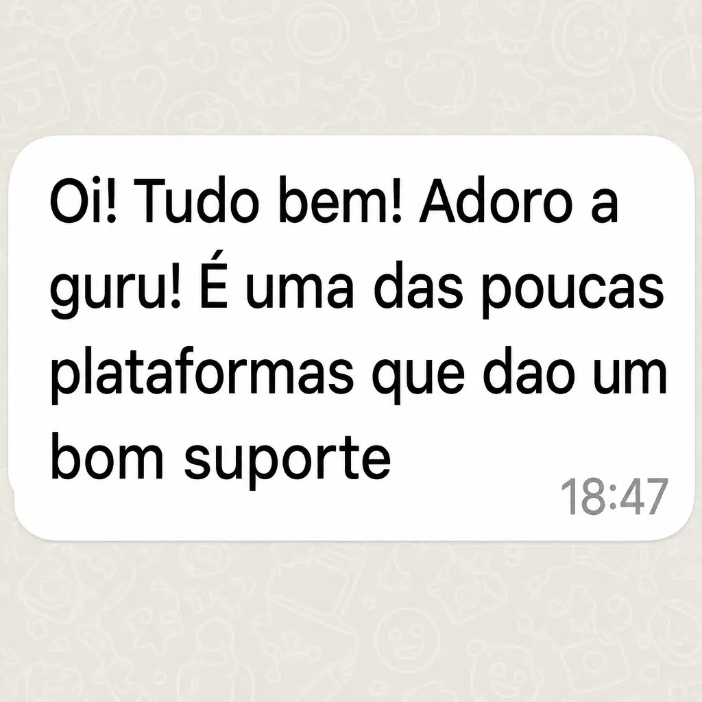 Captura de tela com mensagem de depoimento de cliente satisfeito com a plataforma Digital Manager Guru - [022]
