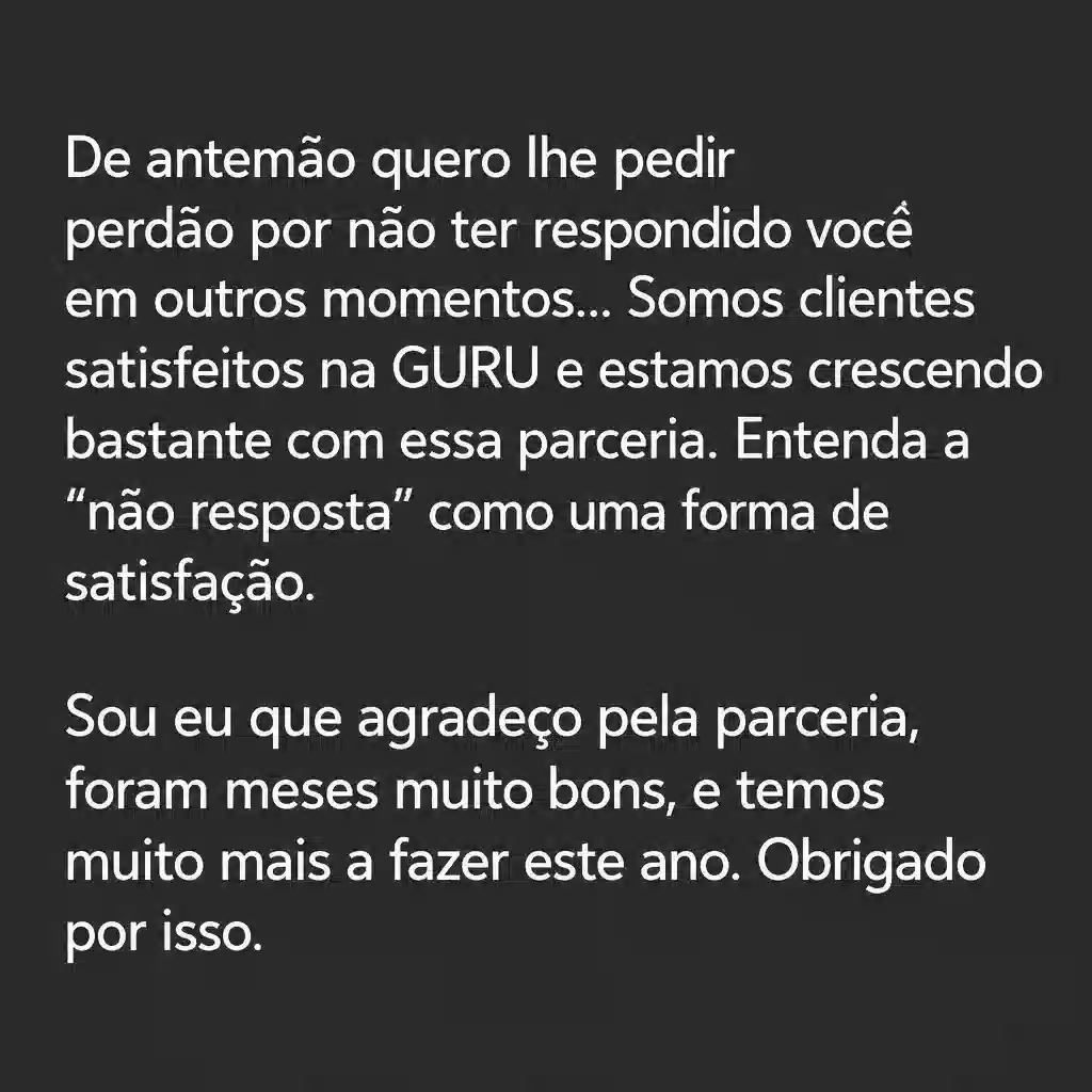 Captura de tela com mensagem de depoimento de cliente satisfeito com a plataforma Digital Manager Guru - [026]