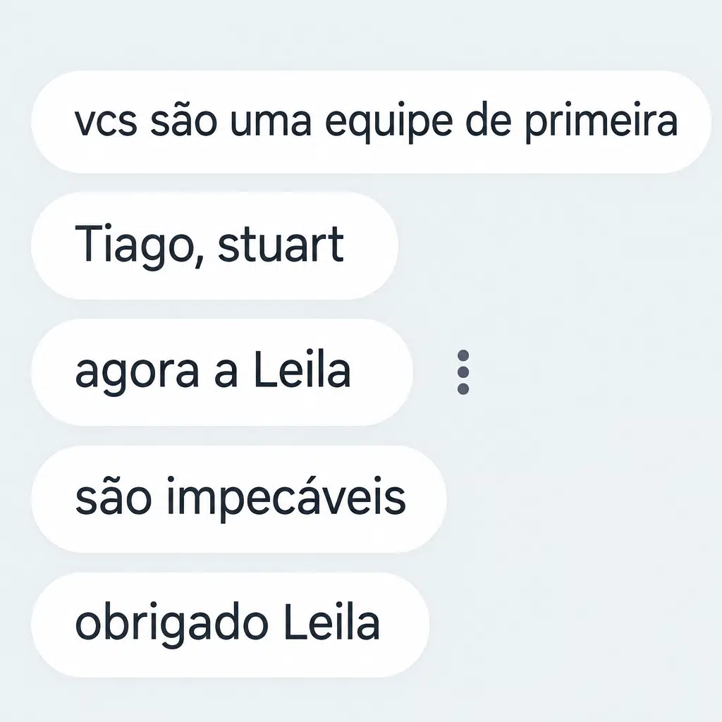Captura de tela com mensagem de depoimento de cliente satisfeito com a plataforma Digital Manager Guru - [018]