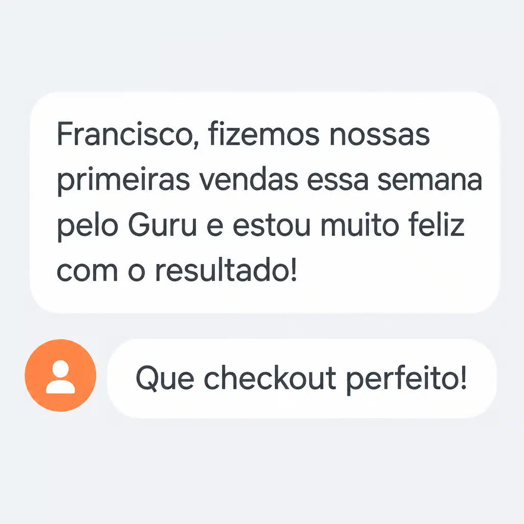 Captura de tela com mensagem de depoimento de cliente satisfeito com a plataforma Digital Manager Guru - [006]