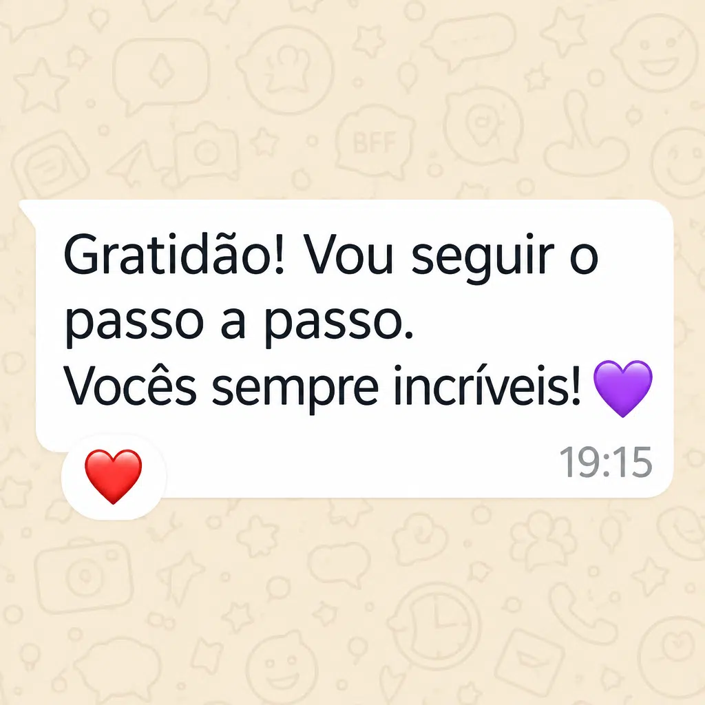 Captura de tela com mensagem de depoimento de cliente satisfeito com a plataforma Digital Manager Guru - [009]
