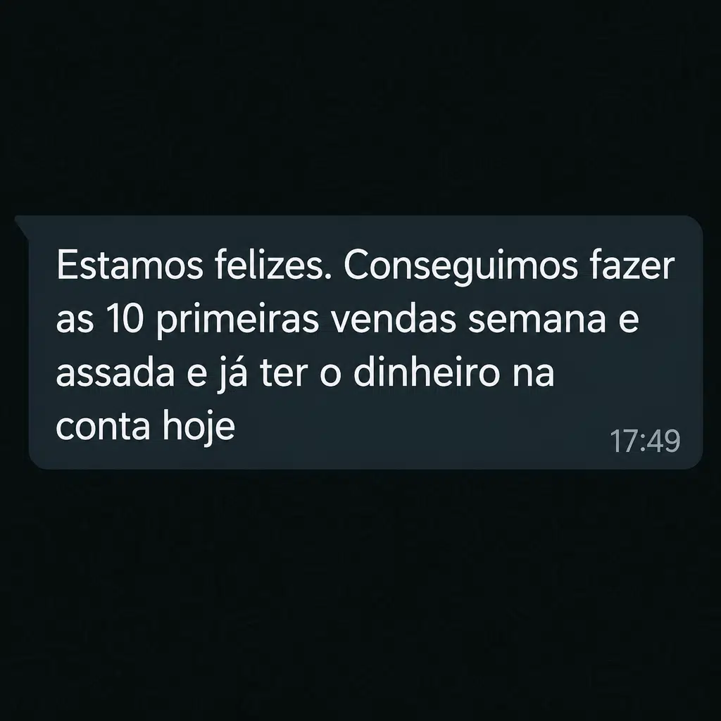 Captura de tela com mensagem de depoimento de cliente satisfeito com a plataforma Digital Manager Guru - [016]