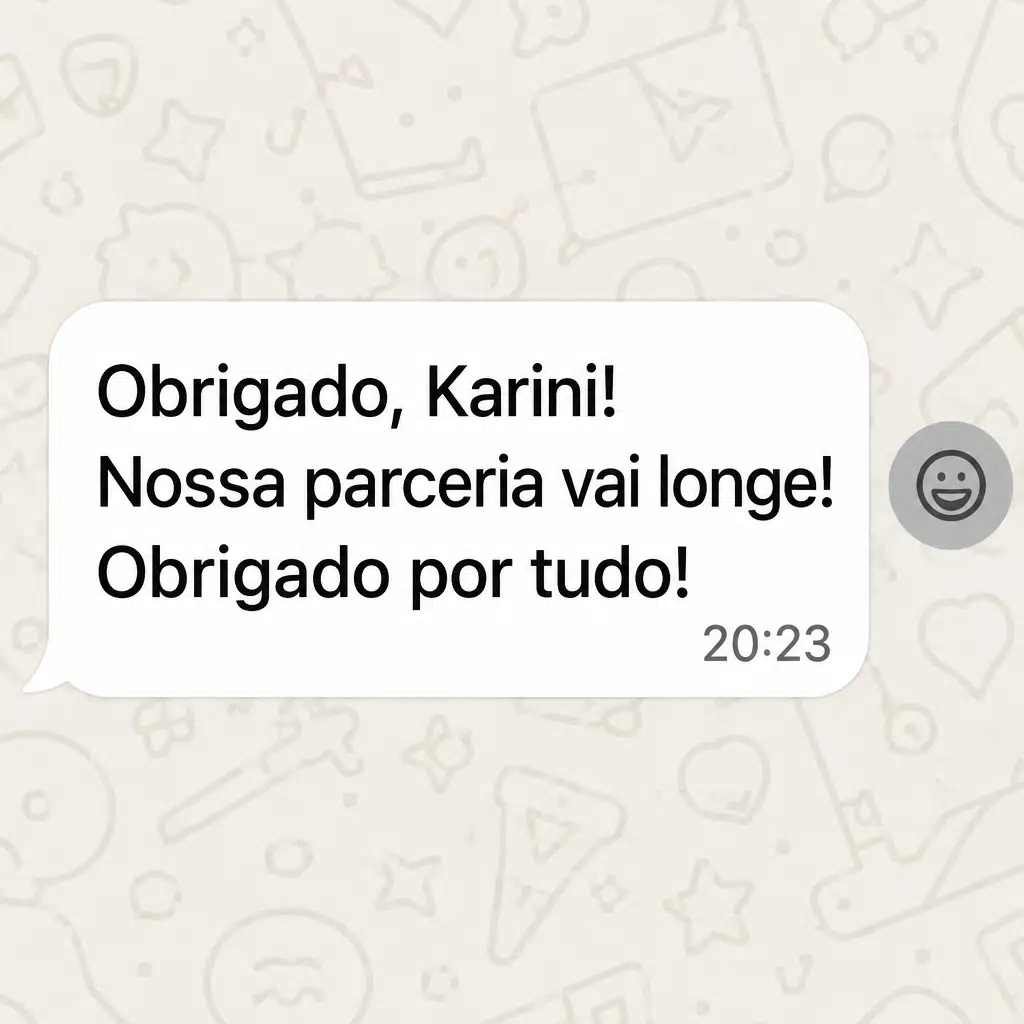 Captura de tela com mensagem de depoimento de cliente satisfeito com a plataforma Digital Manager Guru - [001]