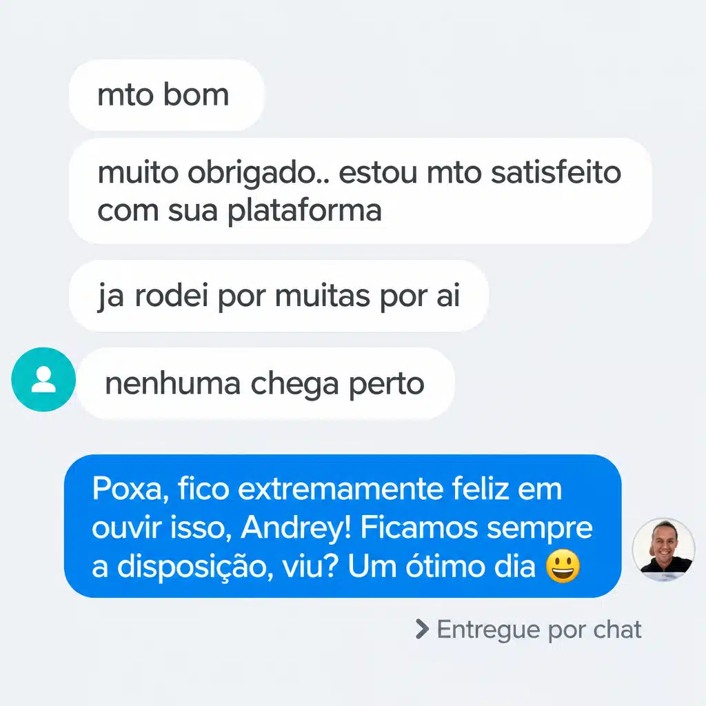 Captura de tela com avaliação positiva de cliente sobre a plataforma de checkout da Digital Manager Guru - [012]