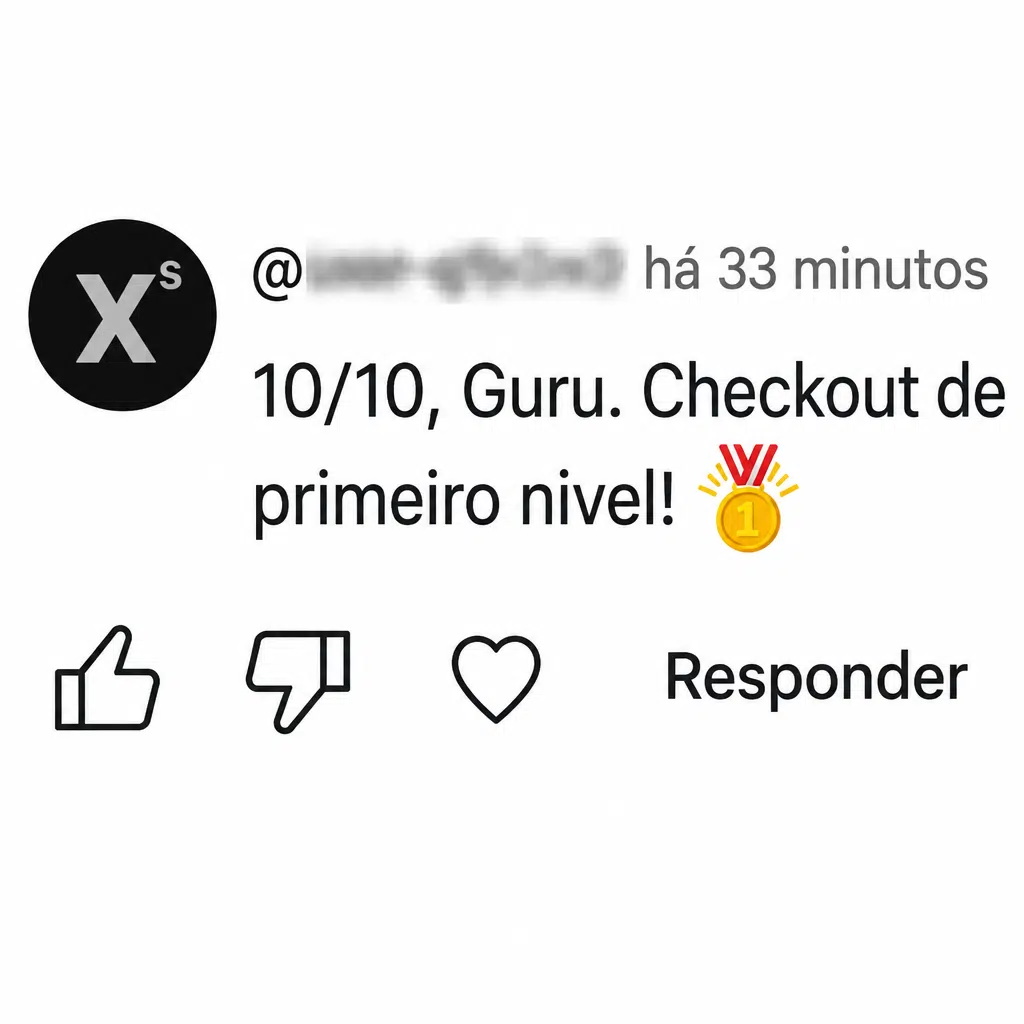 Captura de tela com avaliação positiva de cliente sobre a plataforma de checkout da Digital Manager Guru - [019]