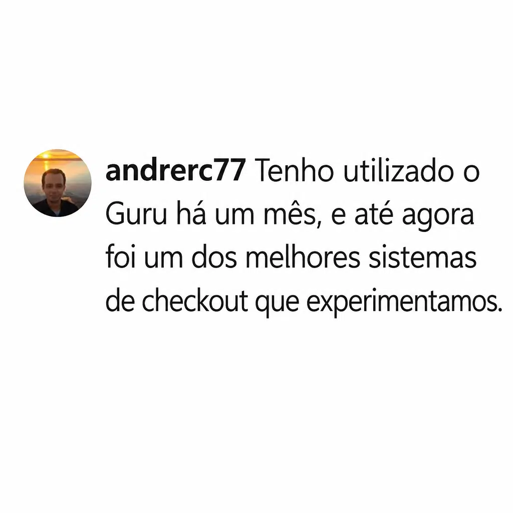Captura de tela com avaliação positiva de cliente sobre a plataforma de checkout da Digital Manager Guru - [005]