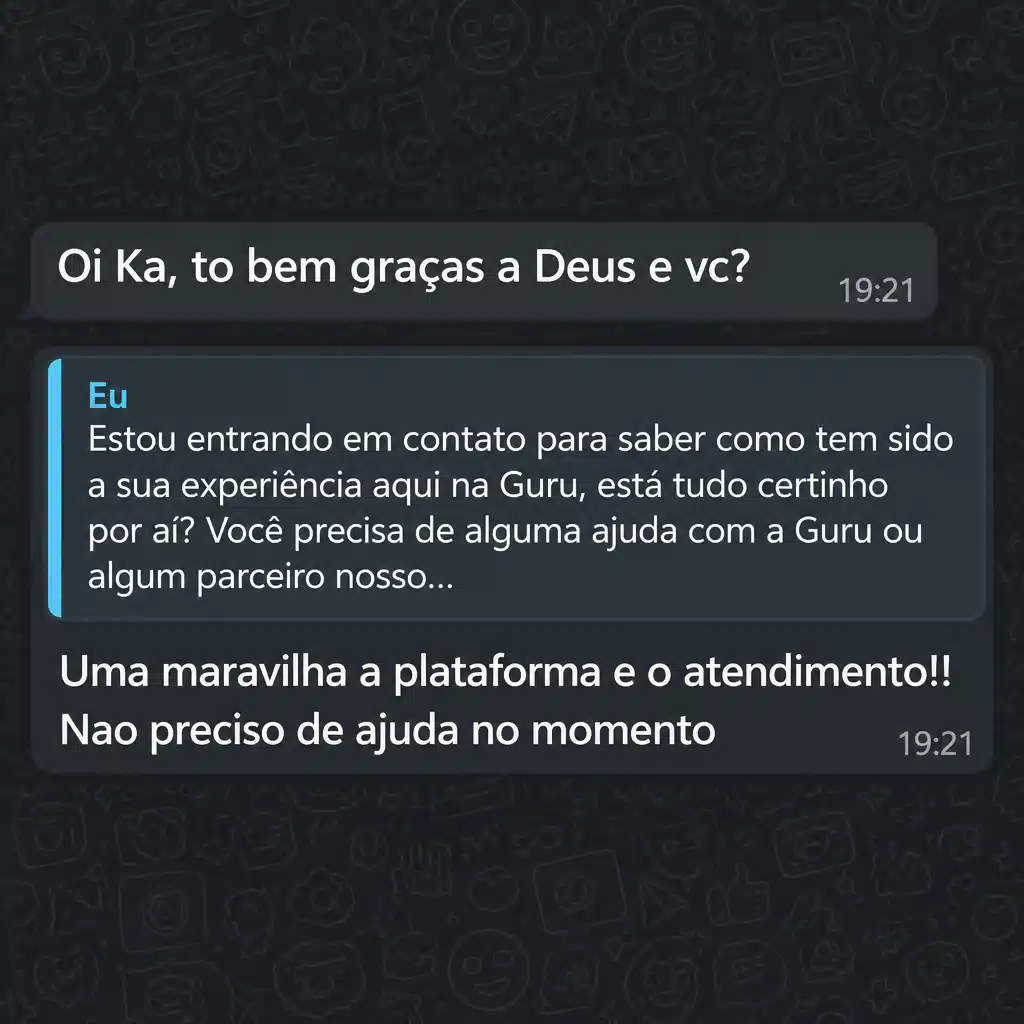 Captura de tela com avaliação positiva de cliente sobre a plataforma de checkout da Digital Manager Guru - [004]