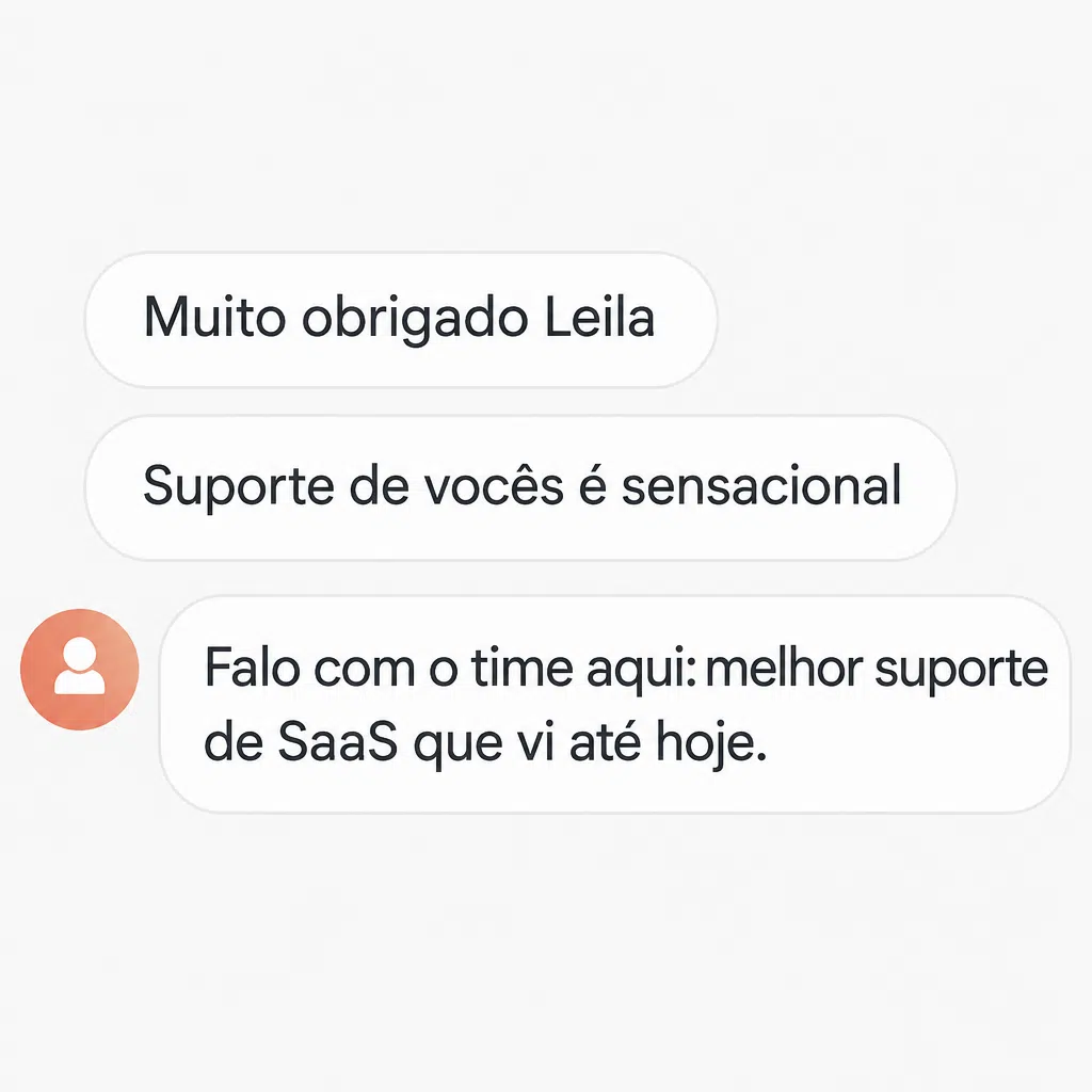 Captura de tela com elogio de cliente ao suporte e atendimento humanizado da Digital Manager Guru - [021]