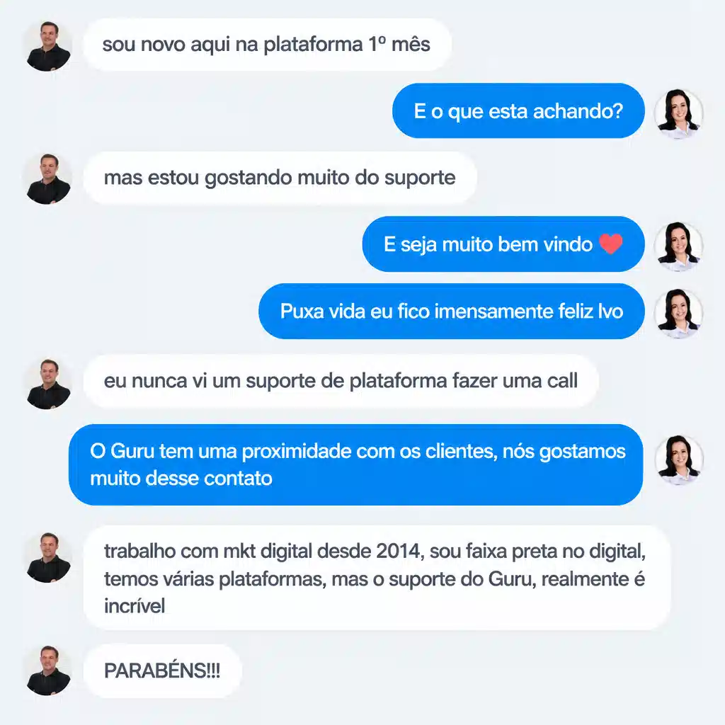 Captura de tela com elogio de cliente ao suporte e atendimento humanizado da Digital Manager Guru - [016]