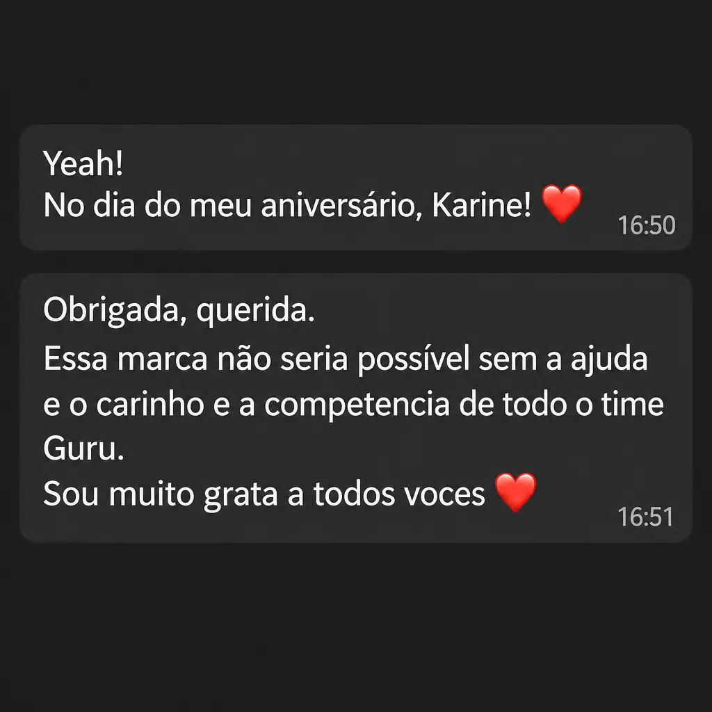 Captura de tela com elogio de cliente ao suporte e atendimento humanizado da Digital Manager Guru - [014]