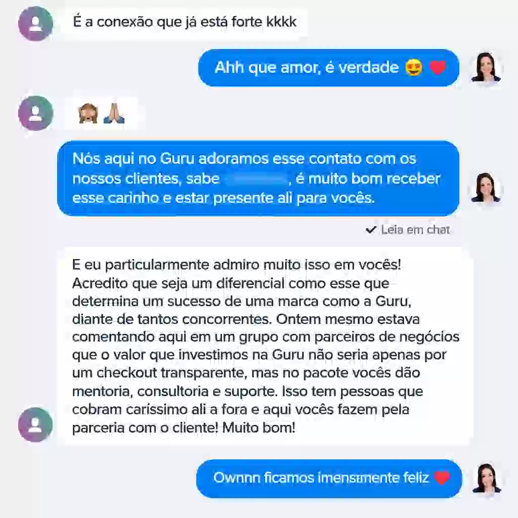 Captura de tela com elogio de cliente ao suporte e atendimento humanizado da Digital Manager Guru - [024]
