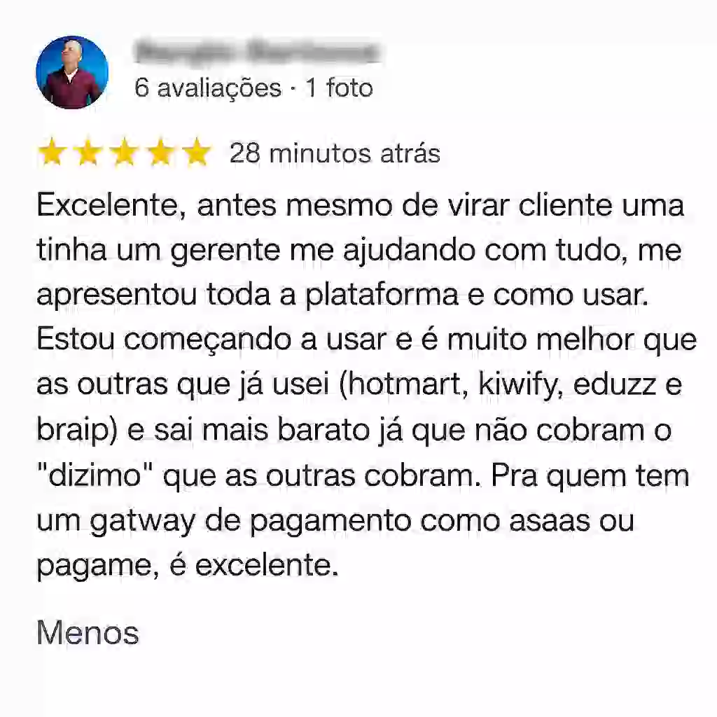 Captura de tela com elogio de cliente ao suporte e atendimento humanizado da Digital Manager Guru - [037]