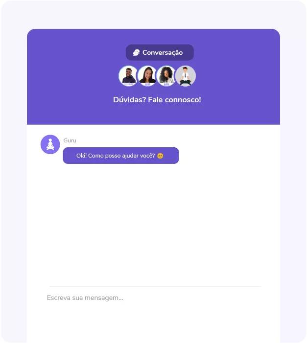 Interface de chat do suporte do Guru