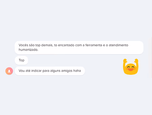 Captura de tela com elogio de cliente ao suporte e atendimento humanizado da Digital Manager Guru 