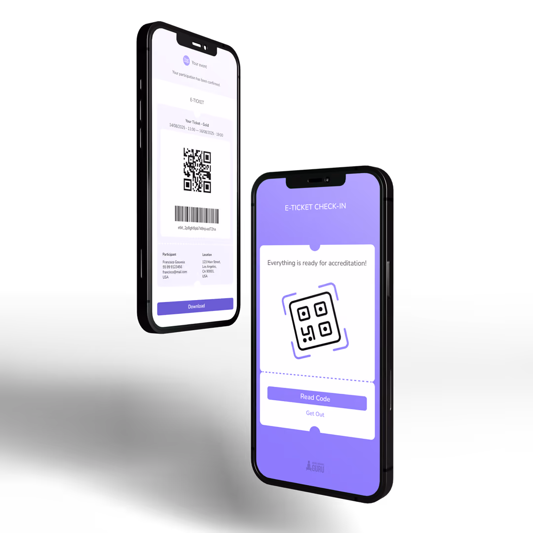 Digital attendee check-in and QR ticket scanning interface for live events