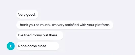 Screenshot of a customer message praising Digital Manager Guru’s platform and support.
