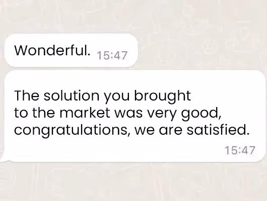 Screenshot of a customer message praising Digital Manager Guru’s platform and support.