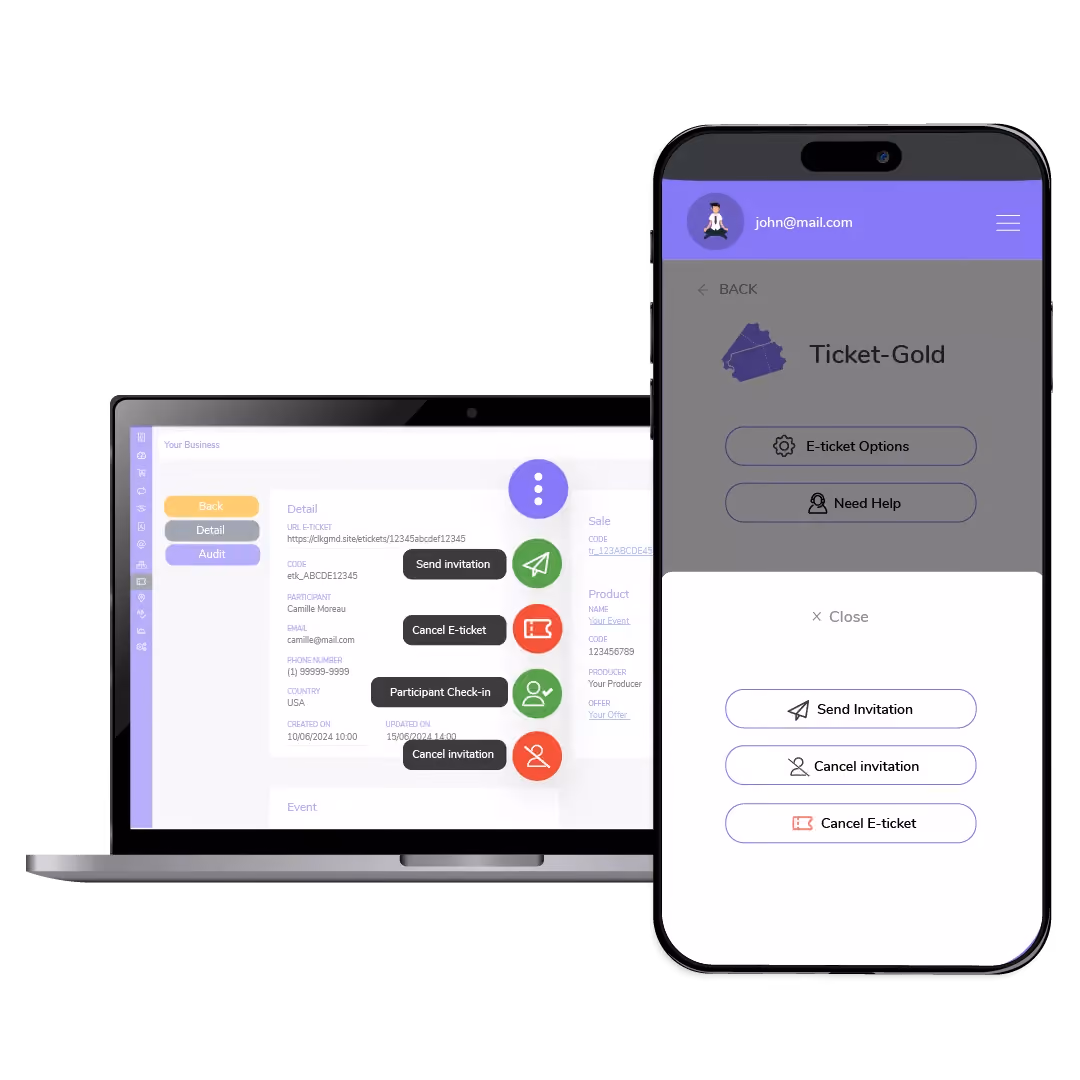 Centralized e-ticket management dashboard for organizing event passes and attendee status