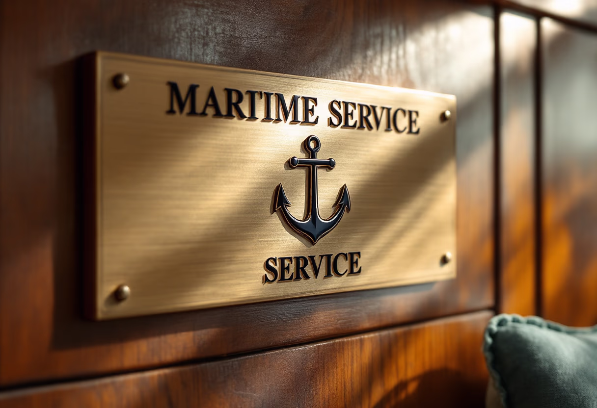 image of company logo and plaque (for a maritime service)